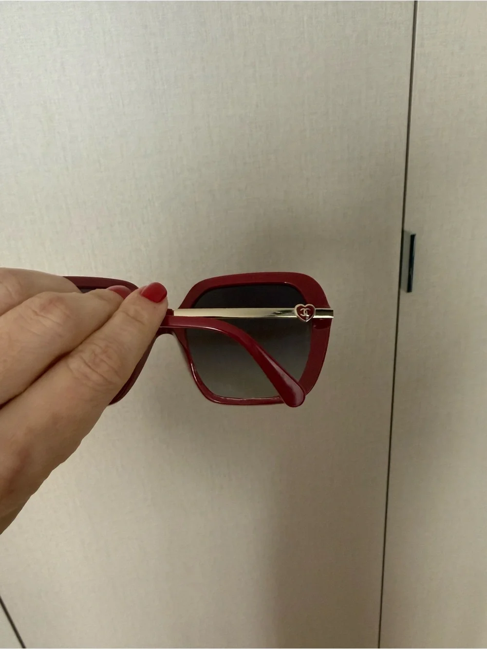 CHANEL Cherry Red Oversized Square Sunglasses